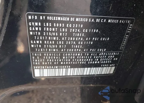 2018 Volkswagen Tiguan 2.0T Se/2.0T Sel z USA, uszkodzony, nr VIN 3VV2B7AX4JM156839